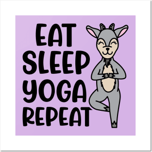 Eat Sleep Yoga Repeat Goat Yoga Fitness Funny Posters and Art